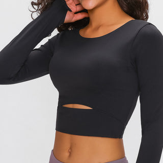 Millennia Long Sleeve Cropped Top With Sports Strap Trendsi