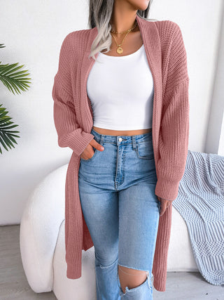 Open Front Dropped Shoulder Longline Cardigan Divacious