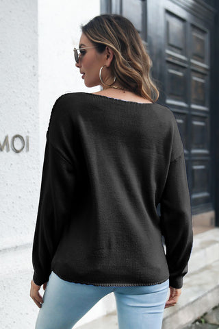 Cable-Knit V-Neck Sweater Divacious