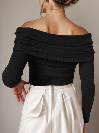 Off-Shoulder Long Sleeve Sweater Divacious