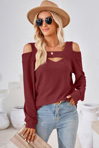 Cutout Square Neck Cold Shoulder T-Shirt Divacious