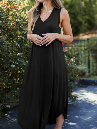 Full Size V-Neck Midi Tank Dress Trendsi