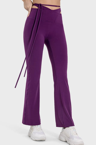 Millennia Tied Mid-Rise Waist Active Pants Trendsi