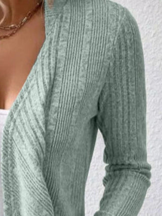 Full Size Open Front Long Sleeve Cardigan Trendsi