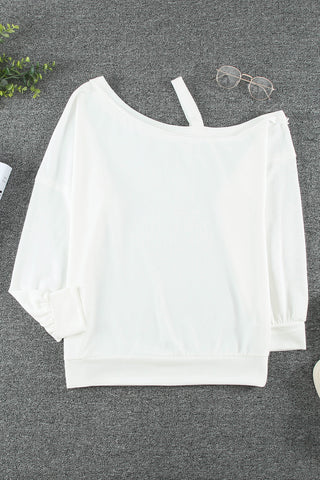 Asymmetrical Neck Long Sleeve T-Shirt Divacious