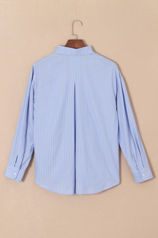 Striped Button Up Long Sleeve Shirt Divacious