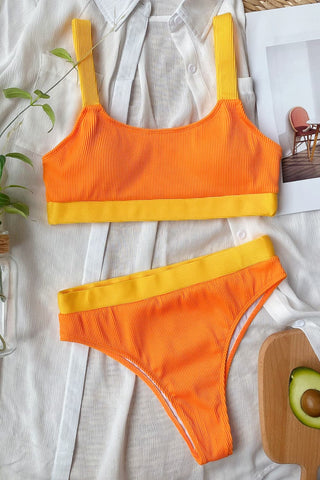 Color Block Scoop Neck Bikini Set Divacious