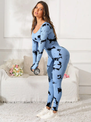 Scoop Neck Long Sleeve Active Jumpsuit Divacious