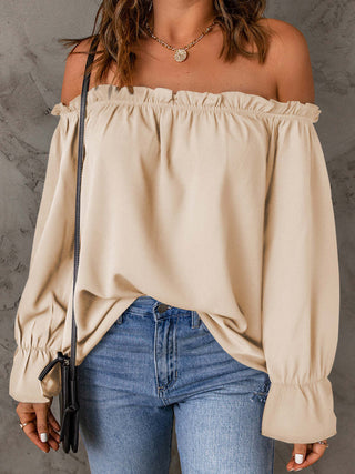 Off-Shoulder Flounce Sleeve Blouse Divacious