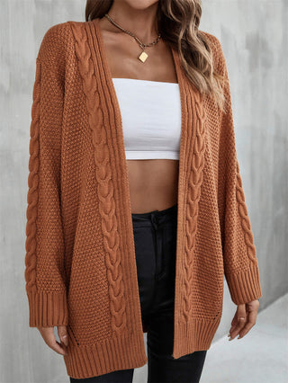 Warm Fall Mixed Knit Open Front Longline Cardigan Divacious