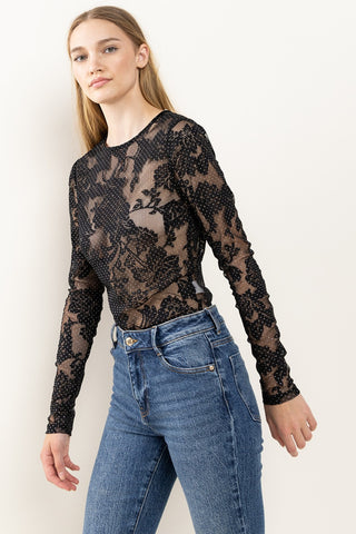 Ces Femme Floral Lace Mesh Bodysuit Divacious