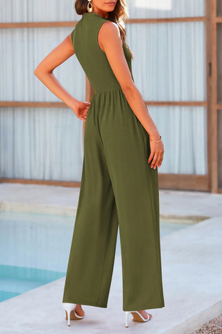 Mock Neck Sleeveless Wide Leg Jumpsuit Divacious