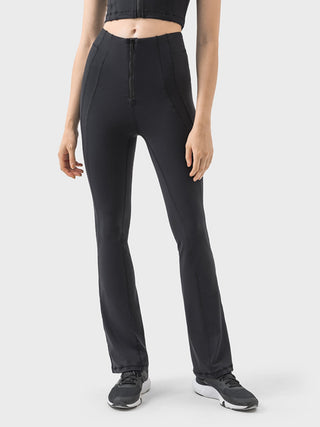 Millennia Zipper Detail High Waist Active Pants Trendsi