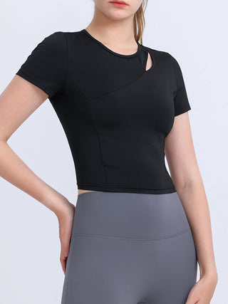 Round Neck Short Sleeve Active Top Trendsi