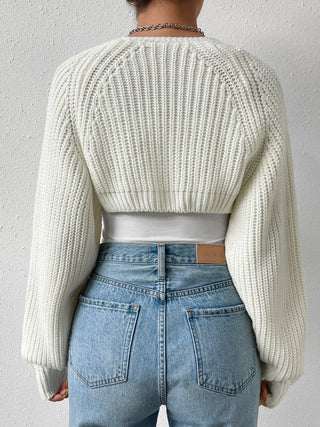 Open Front Long Sleeve Cropped Cardigan - Divacious