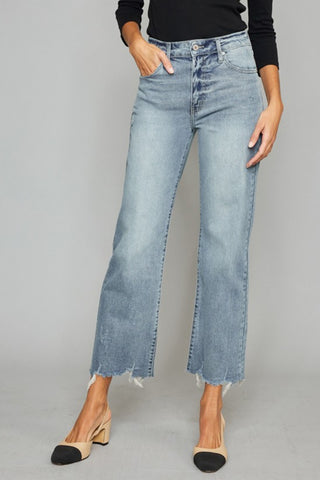 Kancan High Waist Raw Hem Cropped Wide Leg Jeans Divacious