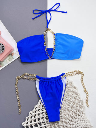 Chain Detail Halter Neck Bikini Set Divacious