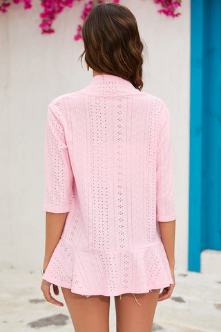 Eyelet Open Front Cardigan Divacious