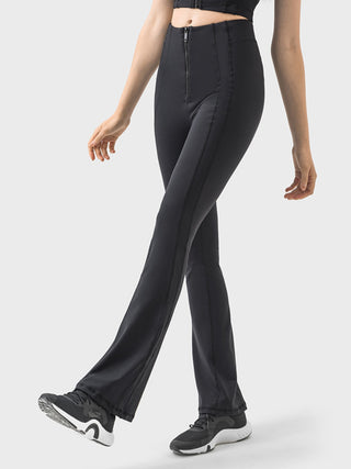 Millennia Zipper Detail High Waist Active Pants Trendsi