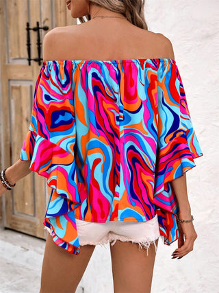 Printed Off-Shoulder Blouse Divacious