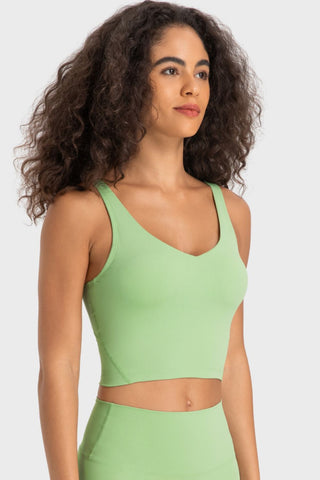 Millennia Deep V-Neck Crop Sports Bra Trendsi