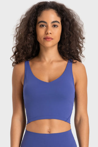 Millennia Deep V-Neck Crop Sports Bra Trendsi