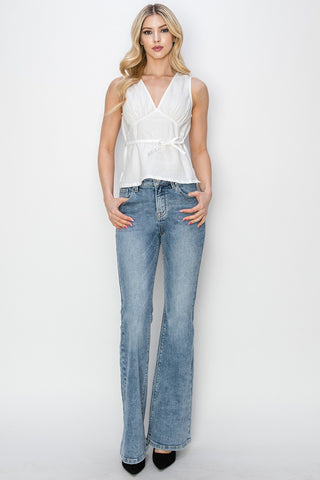 Full Size Mid Rise Bootcut Jeans Divacious