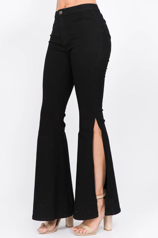 Divacious Side Slit Flare Jeans - Divacious