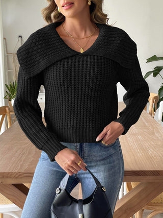 Cable-Knit Long Sleeve Sweater Divacious