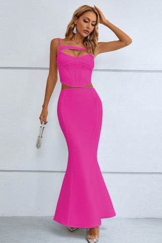 Cutout Seam Detail Cami and Fishtail Skirt Set Trendsi