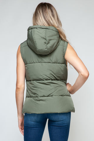 Snobbish Snap and Zip Closure Hooded Vest Trendsi