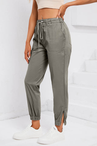 Drawstring Side Zip Joggers Divacious