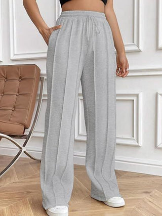 Drawstring Wide Leg Pants with Pockets - Divacious