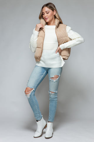 Snobbish Fine Fur Lining Quilted Vest Trendsi