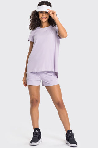 Millennia Tie Back Short Sleeve Sports Tee Trendsi