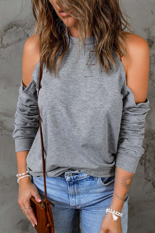 Cold Shoulder Long Sleeve Sweatshirt Divacious