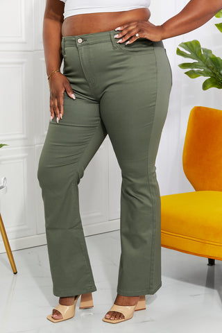 Clementine Full Size High-Rise Bootcut Jeans in Olive Divacious