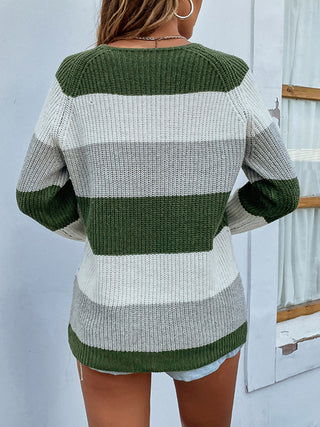 Color Block Rib-Knit Sweater Divacious