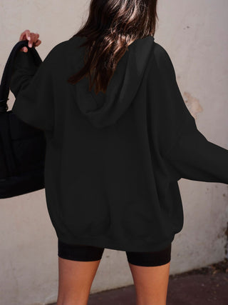 Dropped Shoulder Long Sleeve Hoodie Divacious