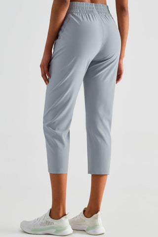 Elastic Waist Cropped Sports Pants Trendsi