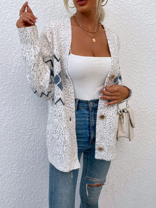 Heathered Pocketed Button Up Cardigan Divacious