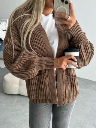 Open Front Dropped Shoulder Cardigan Divacious