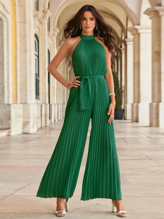 Cutout Tied Pleated Sleeveless Jumpsuit Divacious