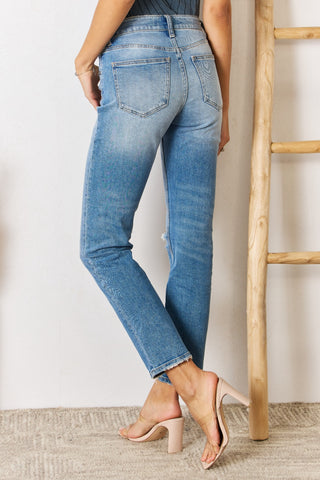 Kancan High Rise Distressed Slim Straight Jeans Divacious