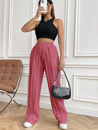 Drawstring Wide Leg Pants with Pockets - Divacious