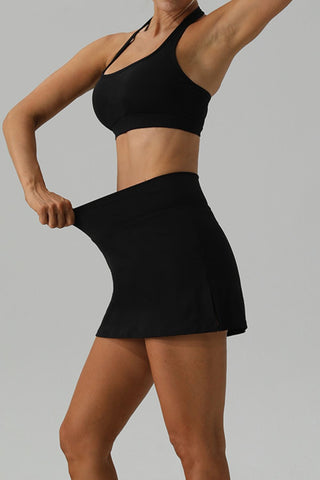 Halter Neck Tank and Slit Skirt Active Set Trendsi