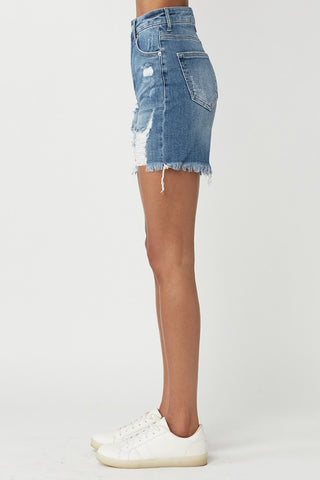 High Waisted Distressed Denim Shorts Divacious