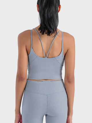 Millennia Double Strap Ribbed Sports Cami Trendsi