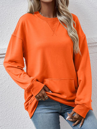 Round Neck Long Sleeve Sweatshirt Divacious