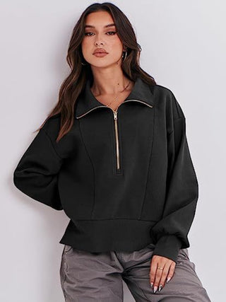 Half Zip Up Collared Sweatshirts Divacious